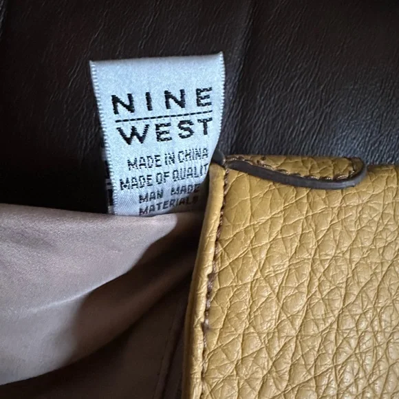 Nine West Mustard Yellow faux leather crossbody bag w/front pocket. Never used - Picture 6 of 6